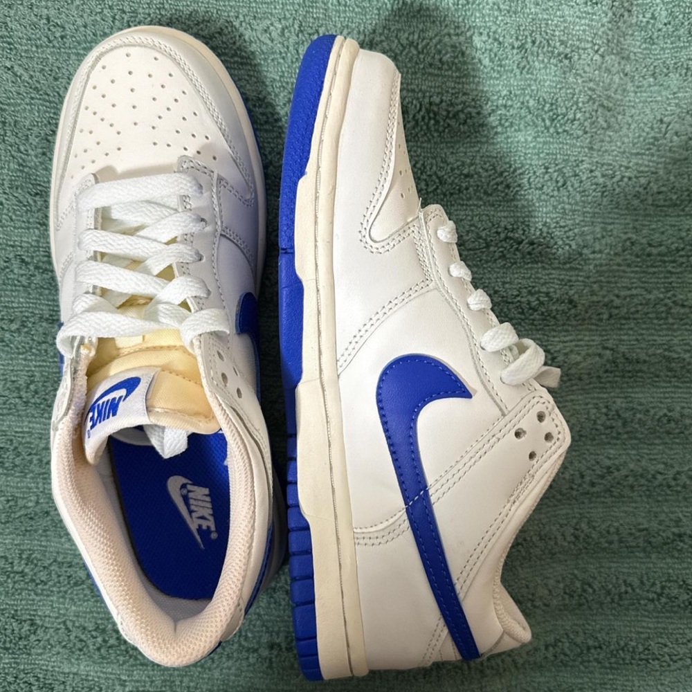 Nike White and Royal Blue Low-Top Sneakers